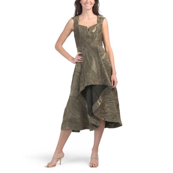 ADRIANNA PAPELL Metallic Gold Hi-lo Sleeveless Cocktail Dress - Picture 1 of 2